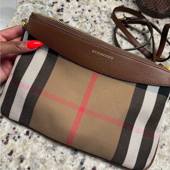 House Check Derby Peyton Crossbody Clutch Bag Tan - Picture 4 of 9